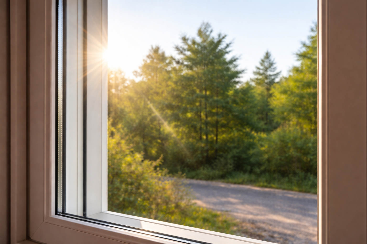 Streifenfreies Fenster mit klarem Glas nach der Reinigung